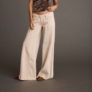 12th Tribe Sierra Beige Low Rise Wide Leg Jean